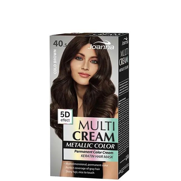 Joanna Multi Cream Metallic Permanent Color 5D Effect Keratin Hair Mask - 40.5 Cold Brown