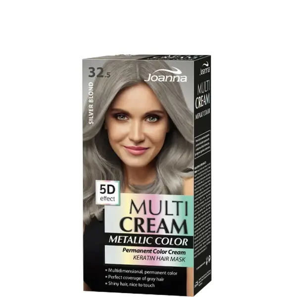 Joanna Multi Cream Metallic Permanent Color 5D Effect Keratin Hair Mask - 32.5 Silver Blond
