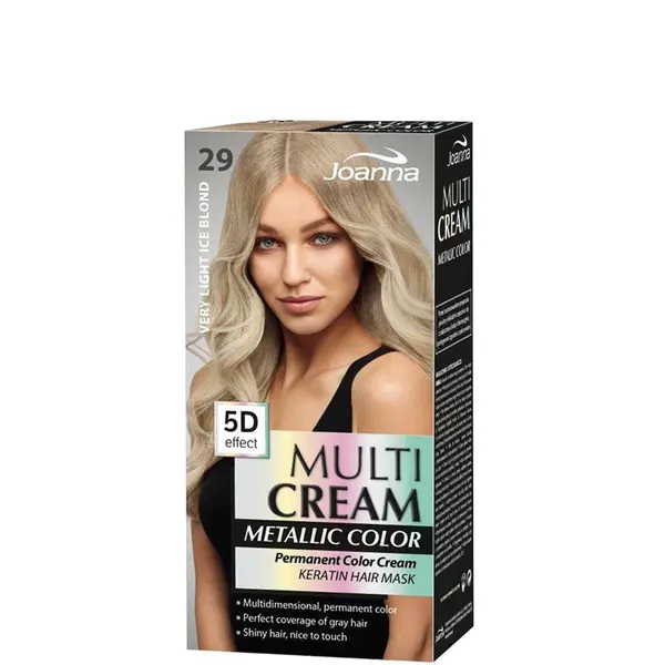 Joanna Multi Cream Metallic Permanent Color 5D Effect Keratin Hair Mask - 29 Very Light Ice Blonde