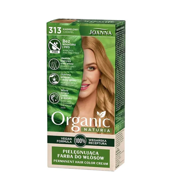 Joanna Naturia Organic Vegan Ammonia Free Permanent Hair Color Cream - 313 Caramel
