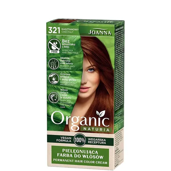 Joanna Naturia Organic Vegan Ammonia Free Permanent Hair Color Cream - 321 Chestnut