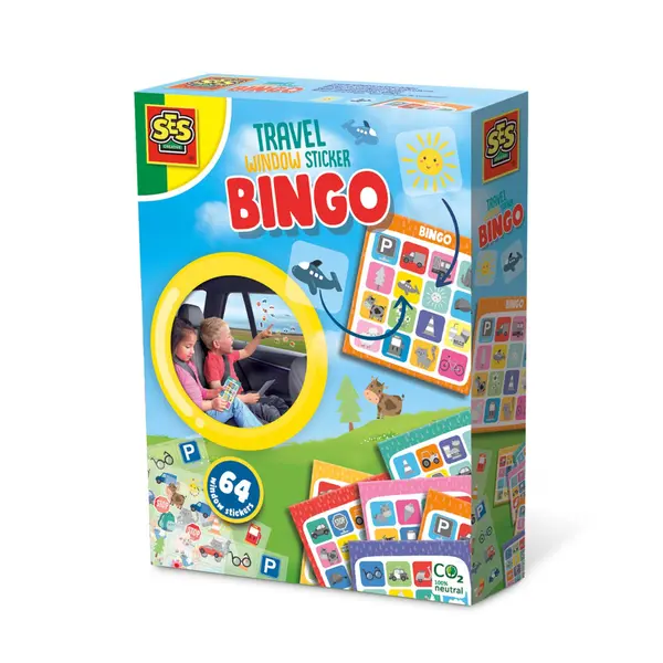 Joc bingo de copii cu stickere reutilizabile pentru calatorii cu masina