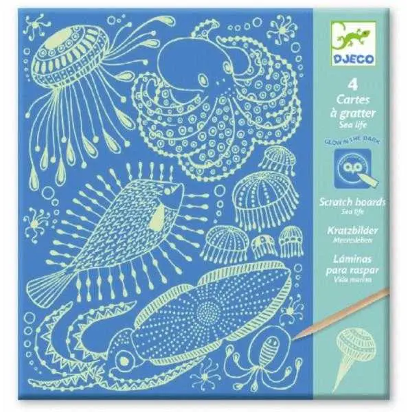 Joc creativ de razuit planse fluorescente In adancul oceanului, Djeco