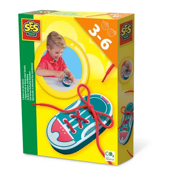 Joc creativ pentru copii - Invat sa leg sireturile la pantof, 3-6 ani