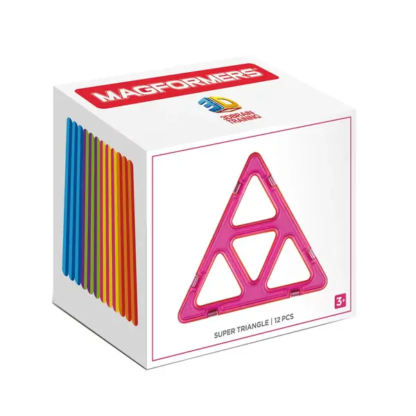 Joc de Constructie Magnetic Magformers Super Triangle Set - 12 piese in forma de triunghiuri