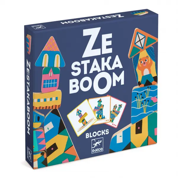 Joc de constructie si echilibru Ze Stakaboom,lemn, 3-6 ani