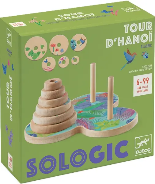 Joc de logica pentru copii Djeco Sologic - Turnurile din Hanoi