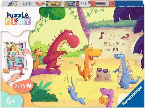 Joc de masă puzzle Ravensburger din 2 х 24 piese - Dinozaur vară