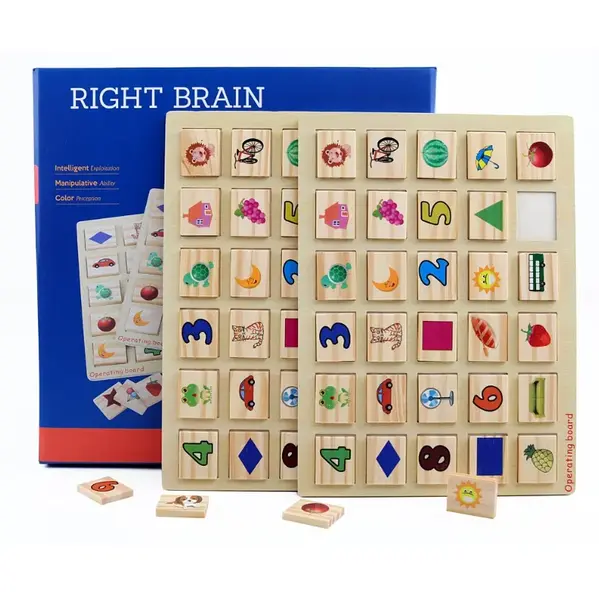Joc de memorie din lemn tip Mahjong - 82 piese ZukiToys.ro