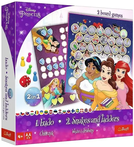 Joc de societate 2 în 1 Disney Princess Board Game (Ludo/Snakes and Ladders) - Copii