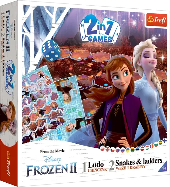 Joc de societate 2 în 1 Frozen II (Ludo/Snakes and Ladders) - pentru copii