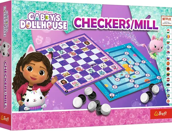 Joc de societate Checkers & Mill: Gabby's Dollhouse - Pentru copii