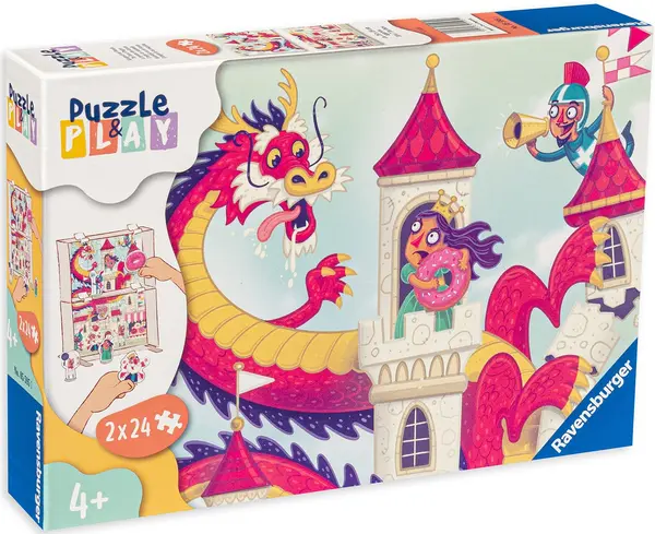 Joc de societate tip puzzle Ravensburger din 2 x 24 de piese - Regatul Dragonului
