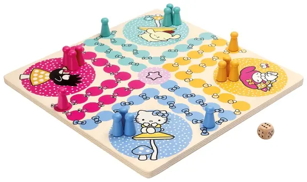 Joc de tablă din lemn Micki - Omule,nu te supăra, Hello Kitty and friends