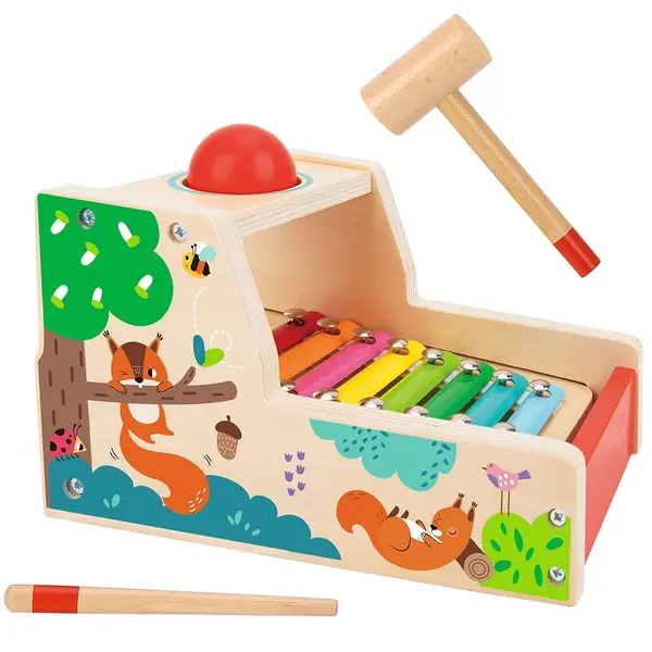 Joc din lemn cu minge și xilofon 2 în 1 Tooky Toy