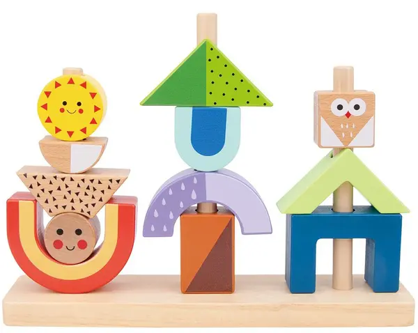 Joc din lemn Tooky Toy - Stivuire și înșiruire de cifre