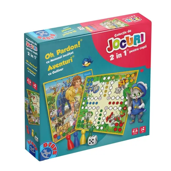 Joc Educativ 2 in 1 Basme, D-Toys, Oh, Pardon cu Motanul Incaltat si Aventuri cu Gulliver
