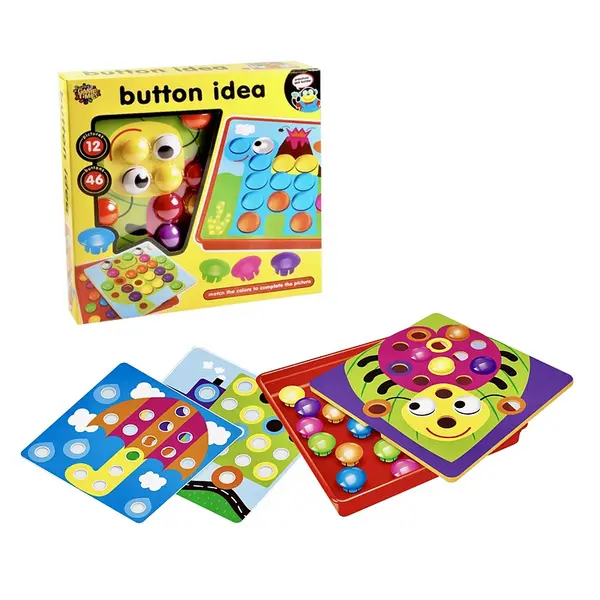 Joc Educativ cu Butoni si 12 Planse de Joc - Creativitate si Motricitate 3+ Mare 24 cm