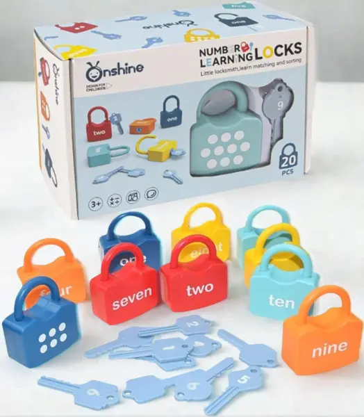 Joc educativ cu lacate si chei pentru invatarea cifrelor