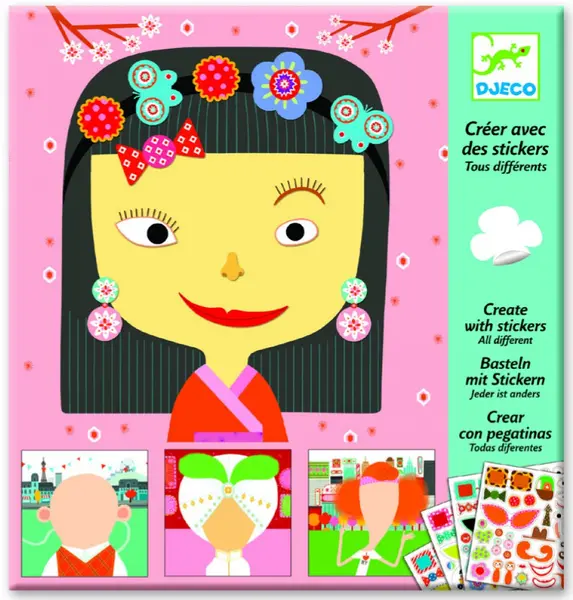 Joc educativ cu stickere Djeco - Faceti o fata amuzanta