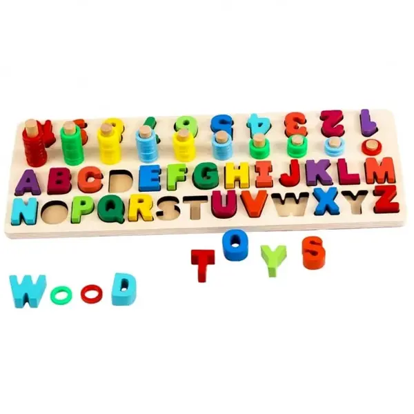 Joc lemn 3-in-1 cifre, litere si multimi Montessori ZukiToys.ro