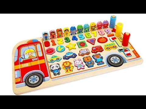 Joc logaritmic 7-in-1 Pompierul din lemn - Activitati STEM pentru copii ZukiToys.ro