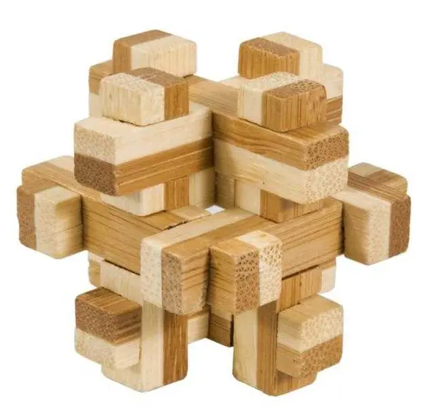 Joc logic IQ din lemn bambus in cutie metalica-10 9.4 cm