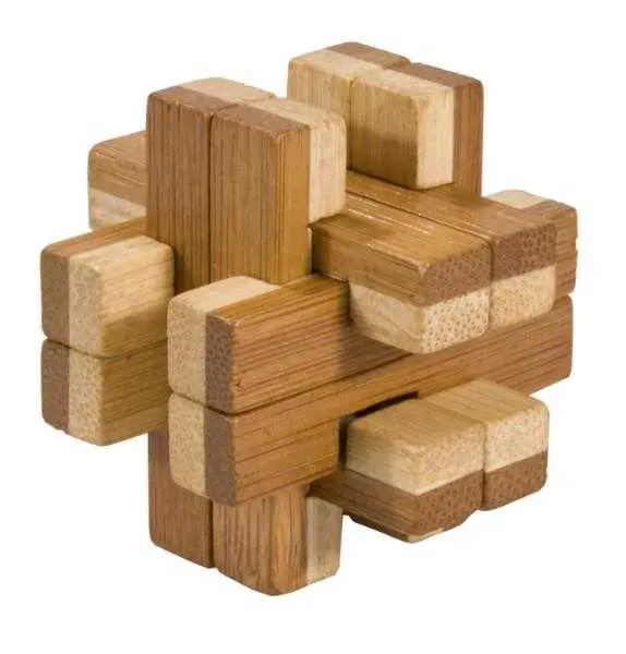 Joc logic IQ din lemn bambus in cutie metalica-8 9.4 cm