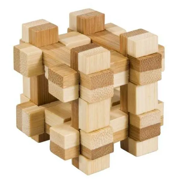Joc logic IQ din lemn bambus in cutie metalica Gridbox