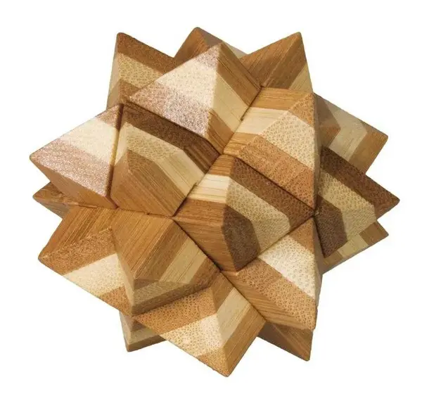 Joc logic IQ din lemn bambus Star 8.5 cm