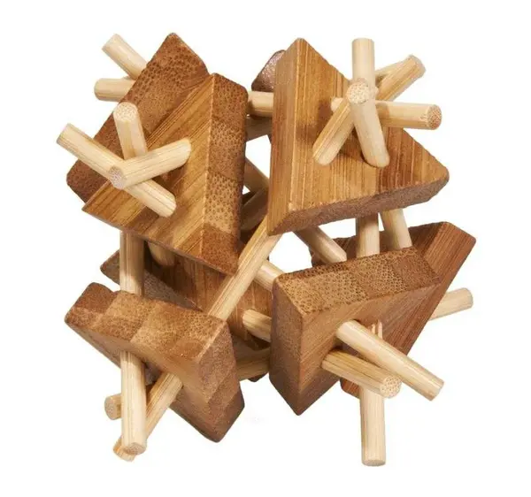 Joc logic IQ din lemn bambus Stickstriangles 8.5 cm