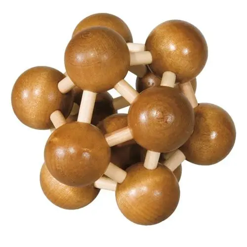 Joc logic IQ din lemn de bambus Atom 3D 8.5 cm