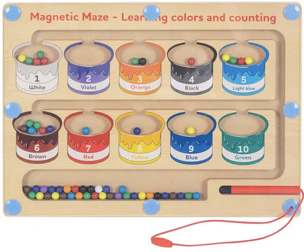 Joc magnetic din lemn Wooden - Cu culori și numere