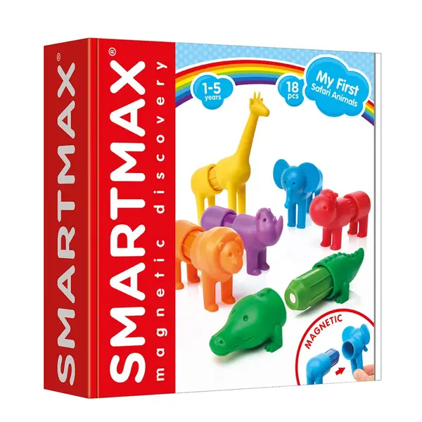 Joc magnetic, Smart Max, Primele mele animale de safari, 18 piese
