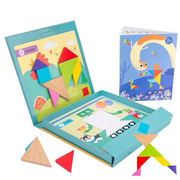 Joc magnetic tip carte - Tangram 12 scene educative ZukiToys.ro