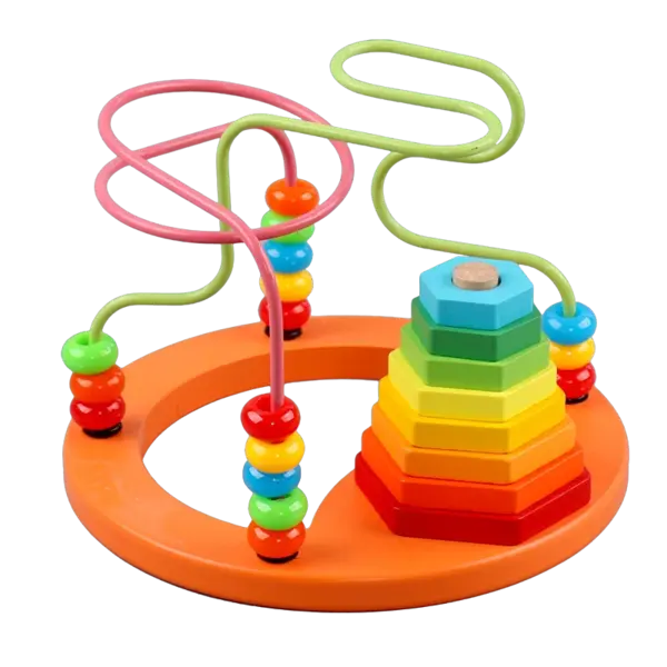 Joc Montessori 2 in 1 din lemn - colorat pentru copii mici
