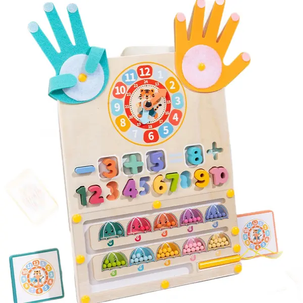 Joc Montessori magnetic 3 in 1 cu bile si numarare pe degete din lemn
