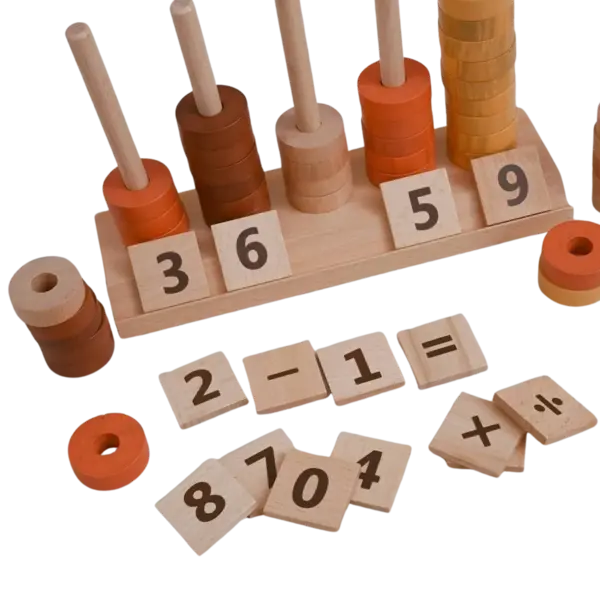 Joc Montessori sortator forme si calcule matematice 5 coloane - copii 3 ani+