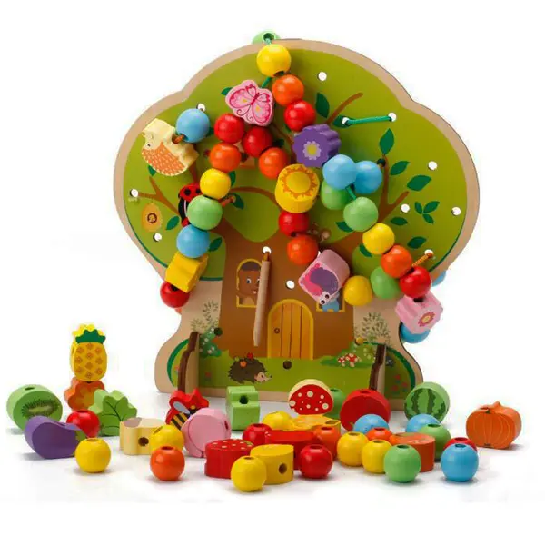 Joc snuruit copac cu fructe din lemn - 102 piese ZukiToys.ro