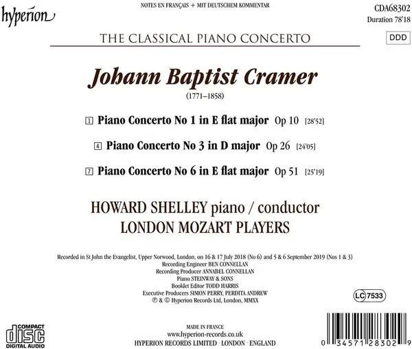 Johann Baptist Cramer: Piano Concertos No 1,3 & 6 | Howard Shelley, London Mozart Players