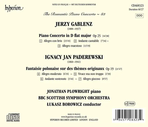 Jonathan Plowright, BBC Scottish Symphony Orchestra, Lukasz Borowicz - Piano Concerto In D Flat, Op 25 | Polish Fantasy, Op 19 | Gablenz Jerzy