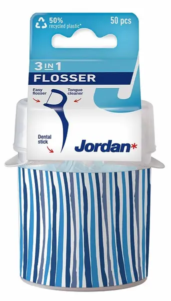 Jordan Ață dentară 3 în 1, cu cutie, 50 buc, sortiment