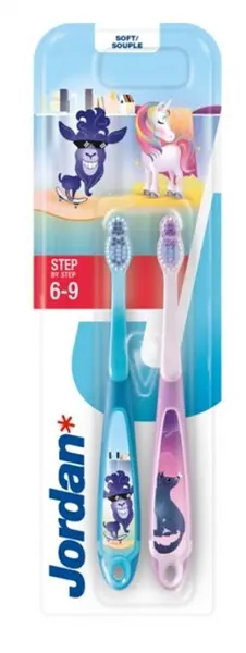 Jordan Set de periuțe de dinți pentru copii Step 3, 6-9 ani, 2 buc, sortiment