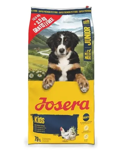 JOSERA Junior Kids hrană câini 12,5kg + 2,5kg gratis tineri rase medii și mari