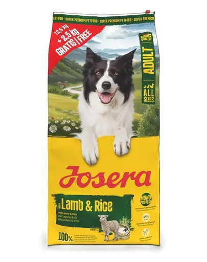 JOSERA Lamb and Rice Adult hrană câini 12,5kg + 2,5 kg gratis
