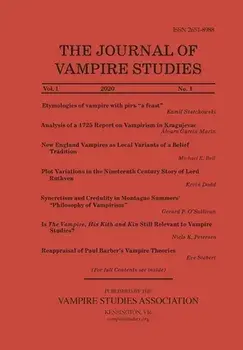 Journal of Vampire Studies: Vol. 1, No. 1 (2020), Paperback/Anthony Hogg
