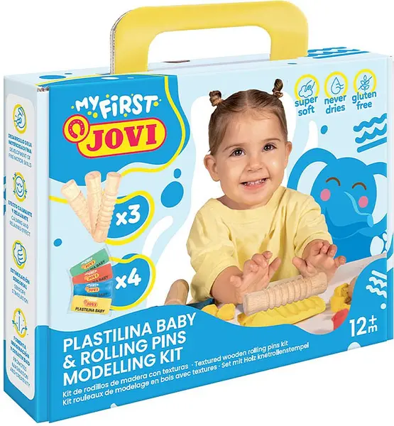 Jovi - Set de plastilină pentru bebeluși, cu 3 sucitoare din lemn