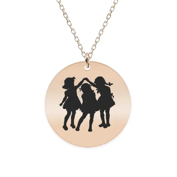 Joy - Colier personalizat banut cu trei fetite din argint 925 placat cu aur roz
