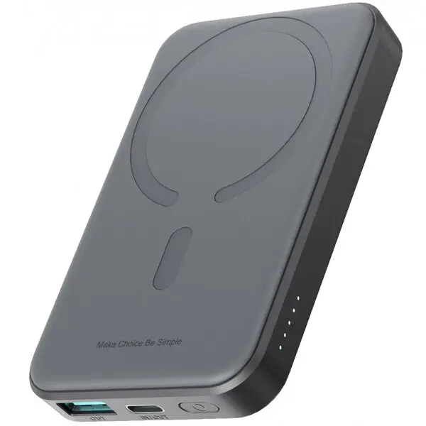 JOYROOM Baterie Externa Wireless Joyroom JR-W020 Mini, 5000mAh, 20W, QC + PD + FQI, 1 x QI - 1 x USB-A - 1 x USB-C, Neagra