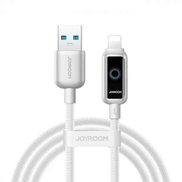 JOYROOM Cablu Date si Incarcare USB-A - Lightning Joyroom S-A55 StarFlight Display, 18W, 1.2m, Alb
